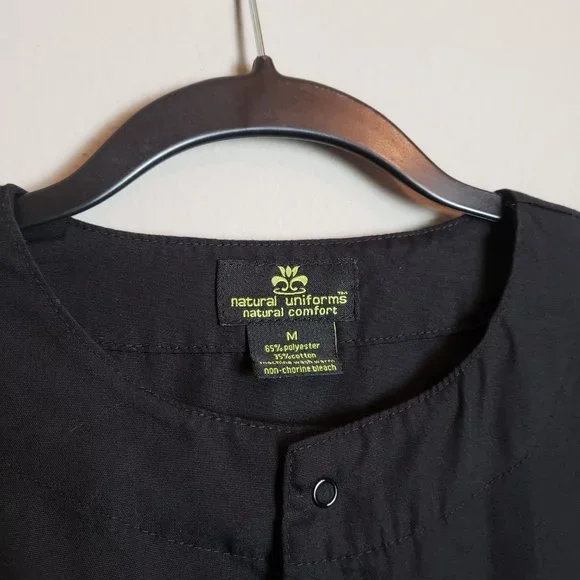 Natural Uniforms Black Snap Button Down Scrub Jacket Coat Medium - Picture 4 of 6